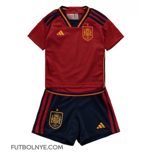 Camiseta España Primera Equipación para niños Mundial 2022 manga corta (+ pantalones cortos)